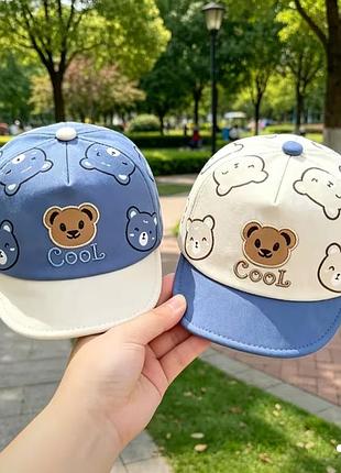 Милая детская бейсболка с принтом «мишка cool» (весна/лето)