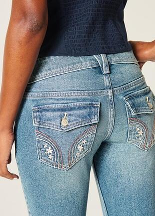 Hollister bootcut flare буткат кльош середня низька посадка наклалні кармани вишивка downtown preppy y2k coquette alt