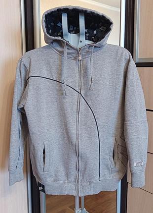 Тёплая кофта ,толстовка серая худи nike air на молнии.