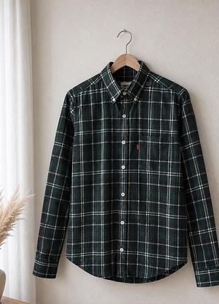 Чоловіча сорочка levi’s у клітинку, темно-зелена, розмір m