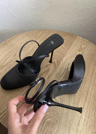 Сатиновые туфли босоножки лодочки слингбеки zara