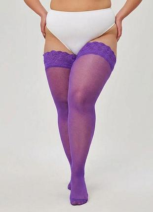 Панчохи з мереживом великого розміру фіолетові one size