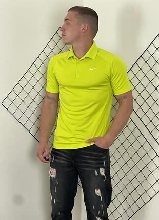 Яскраво салатове - лимонне базове поло nike golf dri fit swoosh lime polo