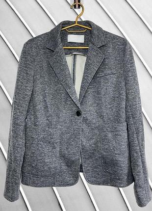 Женский серый пиджак hugo boss m l 38 40 хюго босс блейзер меланж трикотажный жакет с карманами босс хуго босс 38 40