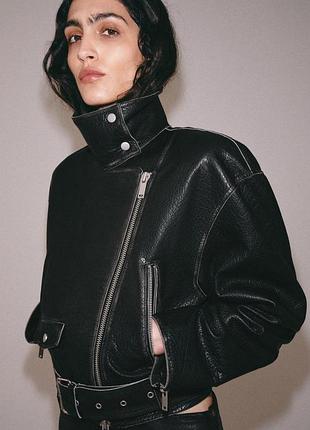 Лімітована шкіряна куртка косуха zarа collection limited edition leather