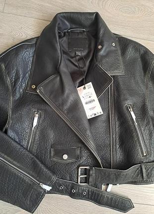 Лимитированная кожаная куртка косуха zara collection limited edition leather
