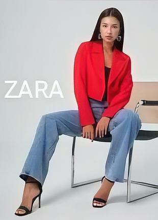 Жакет піджак блейзер жіночий zara xs короткий кораловий з довгими рукавами