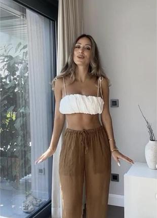 Ніжні брюки на завʼязках zara