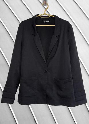 Жіночий чорний піджак оверсайз divided h&m eur 40 l 46 48 дівайдед оверсайз блейзер з кишенями чорний подовжений жакет 46 48