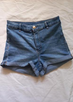 Джинсовые шорты с высокой талией h&amp;m divided стретч (размер l / m / 40)