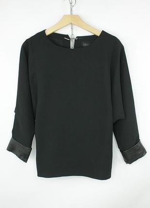 Шикарна блуза топ barbara bui black blouse tunic with leather cuff sleeve