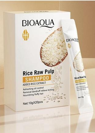 Шампунь для волосся bioaqua rice raw pulp shampoo, 20*10 г