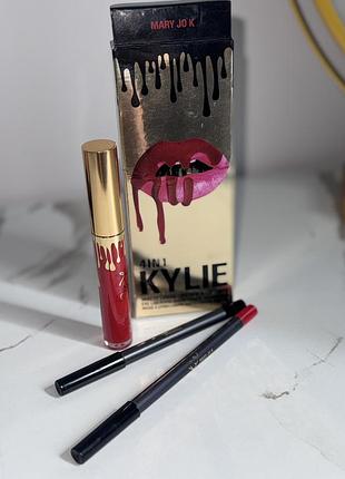 Набір kylie блиск+2 олівця кайлі розкішний наборчик