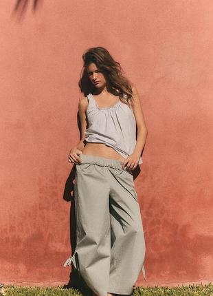 Zara попліновий топ на бретелях ,топ з попліну,розмір м