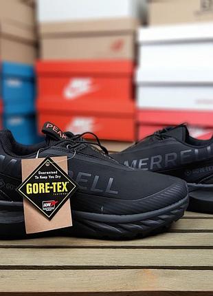 Merrell agility peak 559x gore-tex черные с оранжевым кроссовки мужские зимние кроссовки мерцали