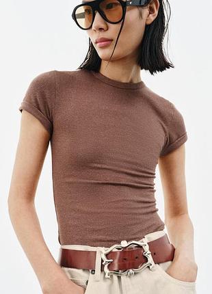 Zara футболка з льоном у рустикальному стилі
