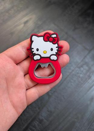 Открывашка для бутылок hello kitty аниме красная магнитная открывалка хеллоу китти кошка anime котик хэллоу кити хелоу хэлоу бант киса