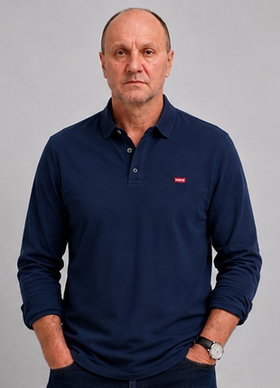 Чоловіче поло levi’s standard fit з довгим рукавом темно-синє l