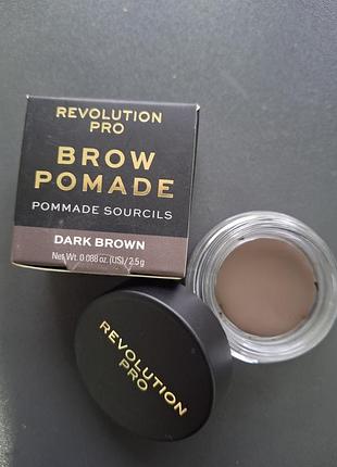Помадка для брів brow pomade від revolution pro у відтінку dark brown