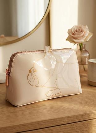 Ted baker нежно розовая косметичка с французским бульдогом, премиального качества, оригинал