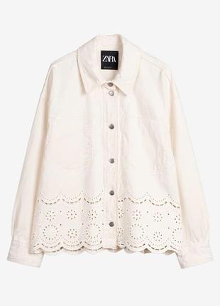 Молочний джинсовий піджак zara