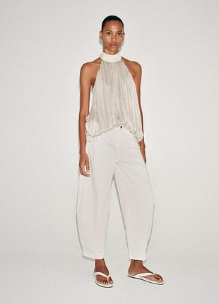 Нові білі джинси zara зара zw collection barrel, висока посадка, 40, 9632/081/250