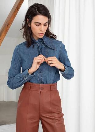 Джинсова сорочка & other stories organic cotton denim tie shirt