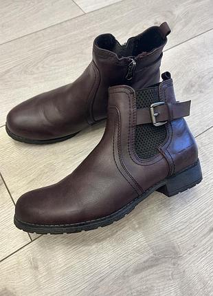 Жіночі шкіряні черевики бренду tom tailor у глибокому коричневому (бордовому) кольорі розмір 38