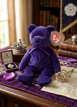 Редкая коллекционная мягкая игрушка мишка ty beanie babies princess 1997, медведь, тушка, винтаж