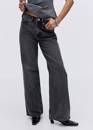 Джинси сірі графіт wide leg h&m