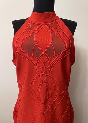 Діноча коротка сукня червоного кольору kardashian kollection  14/16 розміру