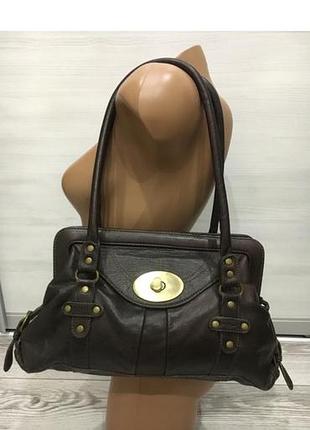 Брендова шкіряна коричнева сумка 👜