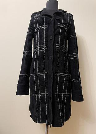 Жіноче вʼязане пальто в клітинку з кою льону s/m liz claiborne