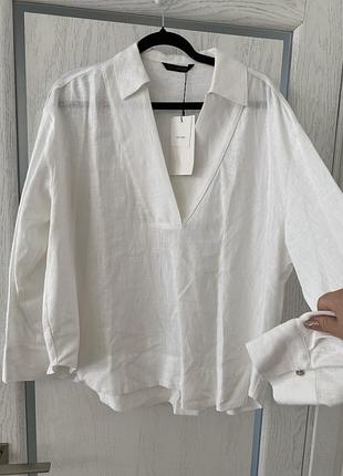 Новая белая свободная блуза 50-52 р лен и вискоза zara