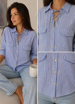 Жіноча сорочка zara basic у смужку, 100% віскоза, xl