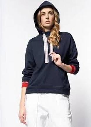 Темно-синяя толстовка  кофта с капюшоном от бренда tommy hilfiger (модель raven hoodie) худи