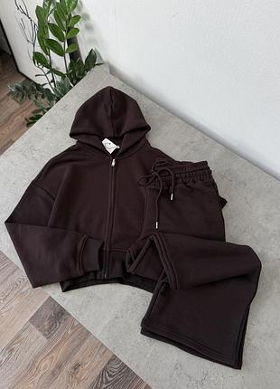 Коричневий шоколадний спортивний костюм від zara / коричневый спортивный костюм зара
