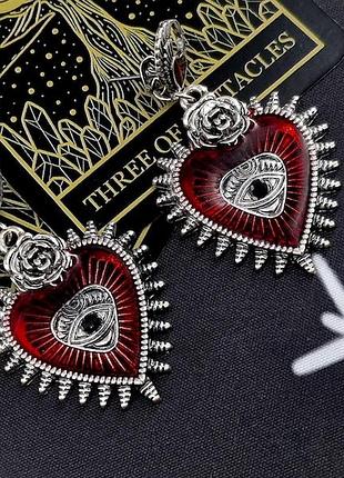 Готические сережки глаза, розы, сердца, хэллоуин, хеловін, готичні сережки