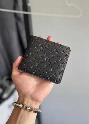 Louis vuitton — чорний шкіряний гаманець з монограмою, made in france