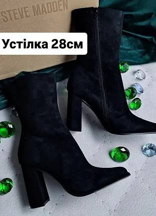 Steve madden оригінал чорні замшеві високі ботильони на підборах
