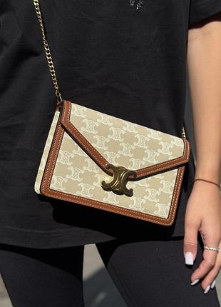 Сумка жіноча celine з монограмою, бежева канва, нова