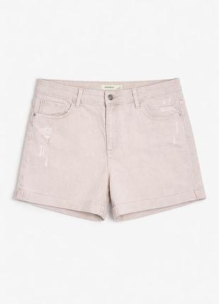 1+1=3 розовые джинсовые женские шорты фисокая посадка marks &amp; spencer, размер 50 - 52