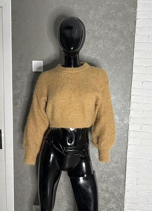 Вкорочена волохата кофта джемпер zara, s