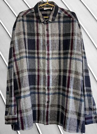 Чоловіча тепла вовняна сорочка оверсайз asos xl xxl 54 56 асос сорочка в клітинку з вовною осіння куртка-сорочка 54 56