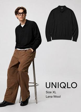 Вязаная рубашка поло uniqlo xl merino wool