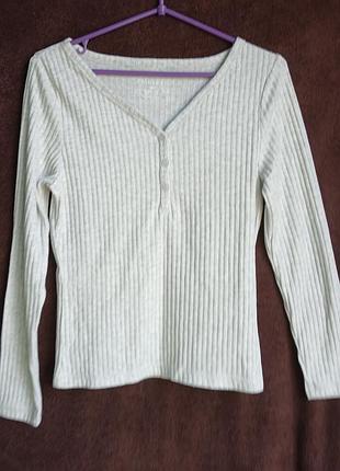 Лонглослив женский в рубчик, светло серая, xs, eur 32-34