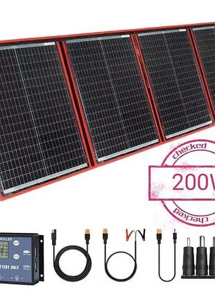 200 вт солнечная станция dokio fsp-220m, панель батарея dokio + контроллер 20а + кабели + переходники
