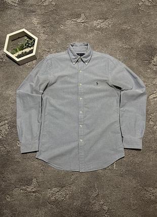 Рубашка polo ralph lauren оригинал серая голубая мужская оксфордская рубашка ральф лорен slim fit м