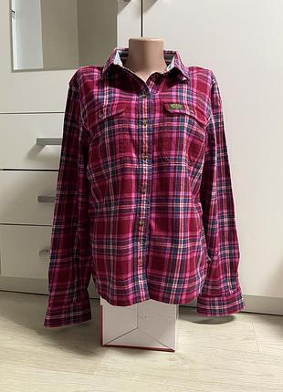 Рубашка теплая в клетку розовая женская l-xl