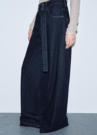 Джинсы zw collection wide leg с высокой посадкой и ремнем от zara
